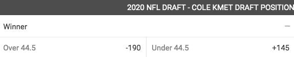O_U Bodog Cole Kmet NFL 2020 Draft